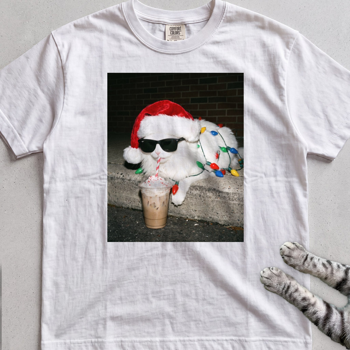 Peppermint Latte Cat T-Shirt - White