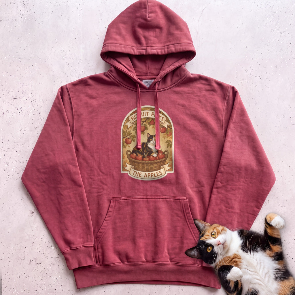 Personalized Apple Picking Cat Hoodie - Crimson