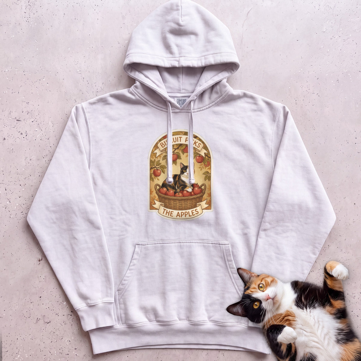 Personalized Apple Picking Cat Hoodie - White