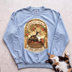 Personalized Apple Picking Cat Sweatshirt - Chambray