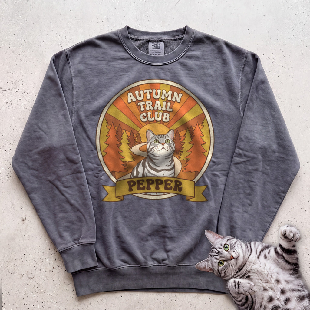 Personalized Autumn Trail Club Cat Sweatshirt - Pepper