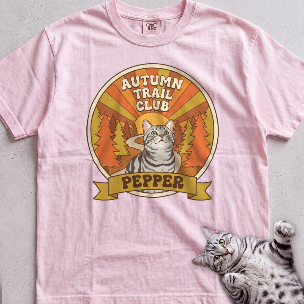 Personalized Autumn Trail Club Cat T-Shirt - Blossom