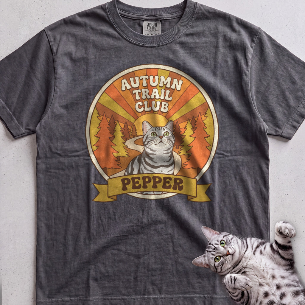 Personalized Autumn Trail Club Cat T-Shirt - Pepper