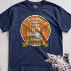 Personalized Autumn Trail Club Cat T-Shirt - True Navy