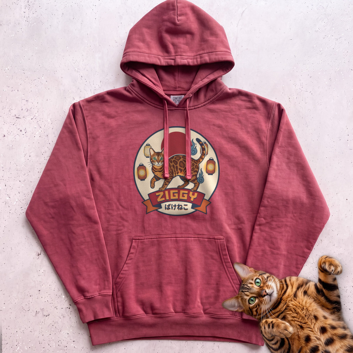 Personalized Bakeneko Spirit Cat Hoodie - Crimson