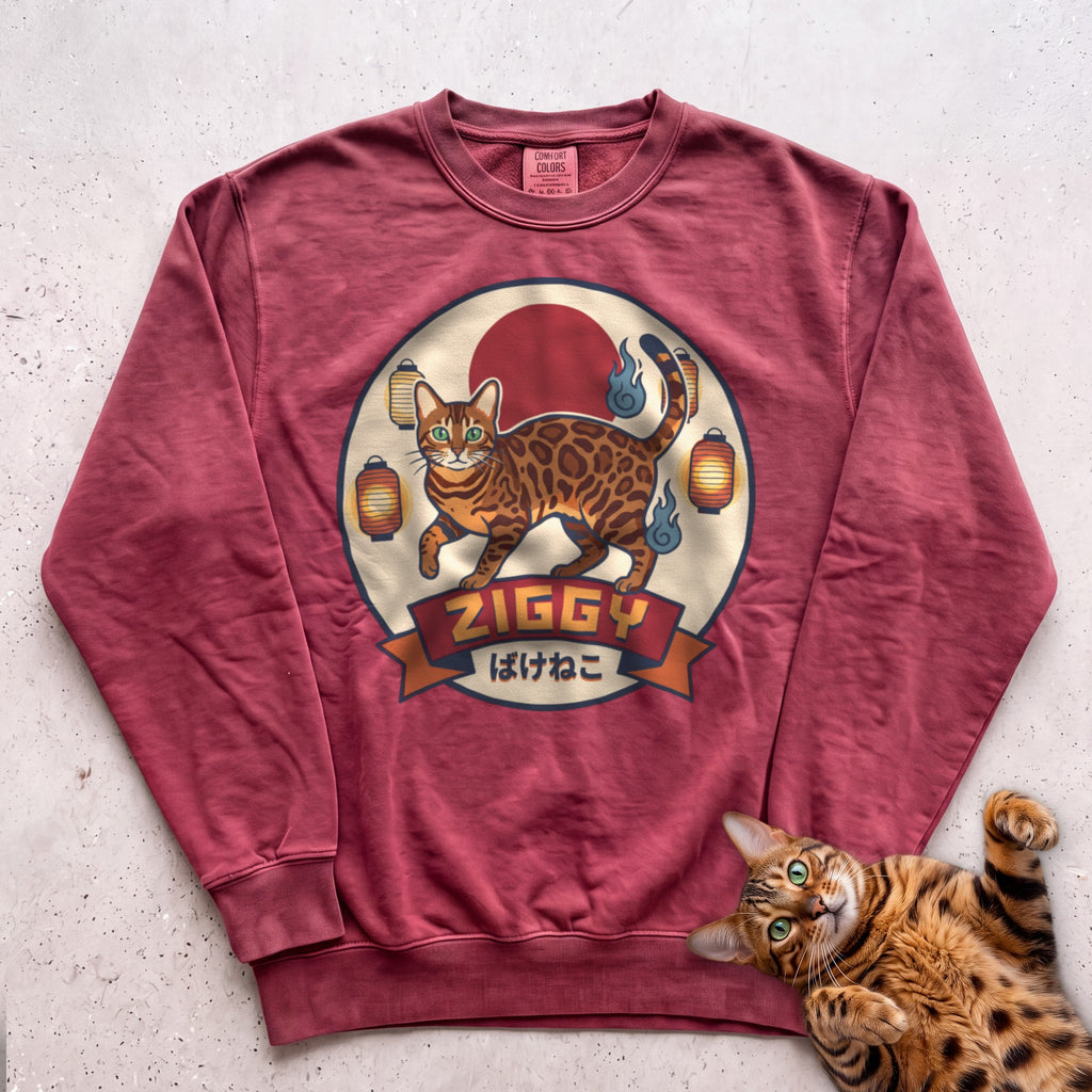 Personalized Bakeneko Spirit Cat Sweatshirt - Crimson