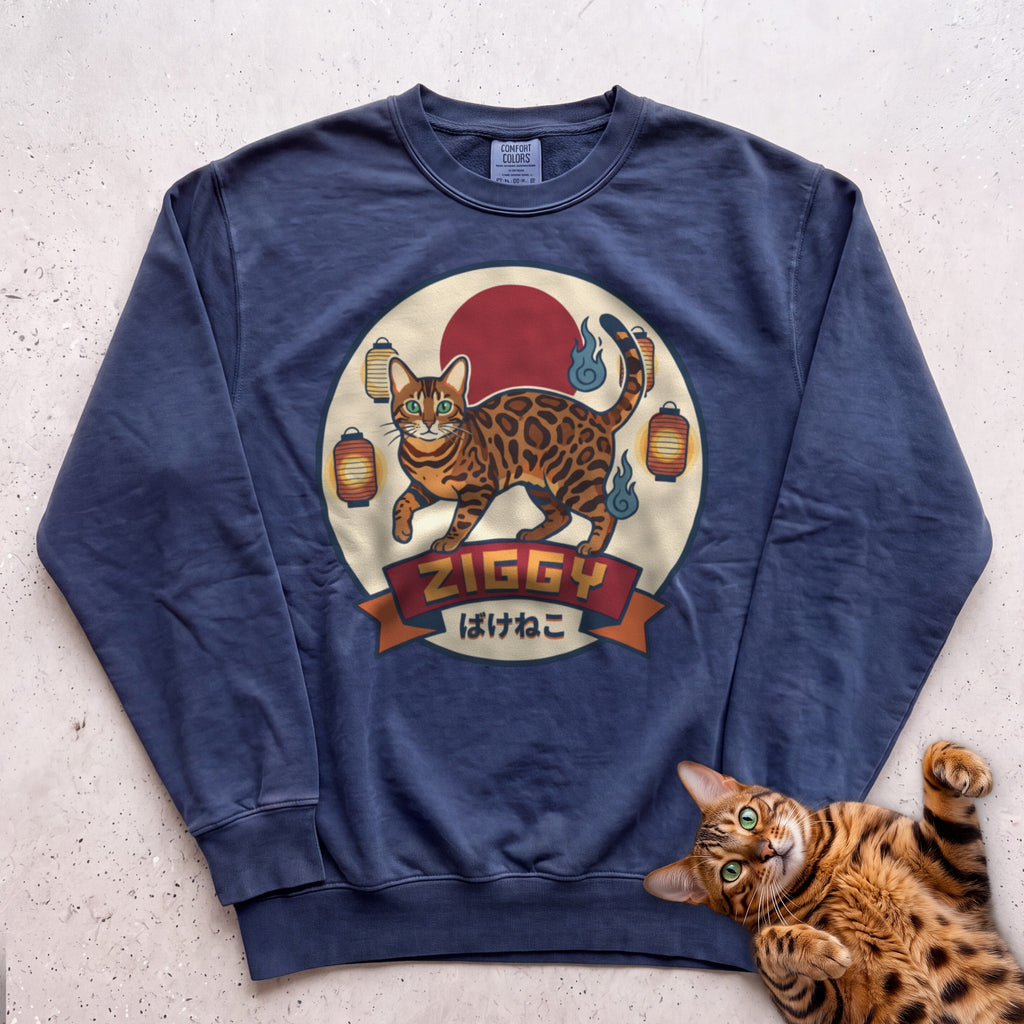 Personalized Bakeneko Spirit Cat Sweatshirt - True Navy