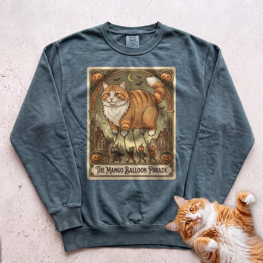Personalized Balloon Parade Cat Sweatshirt - Blue Spruce