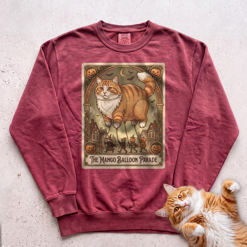 Personalized Balloon Parade Cat Sweatshirt - Crimson