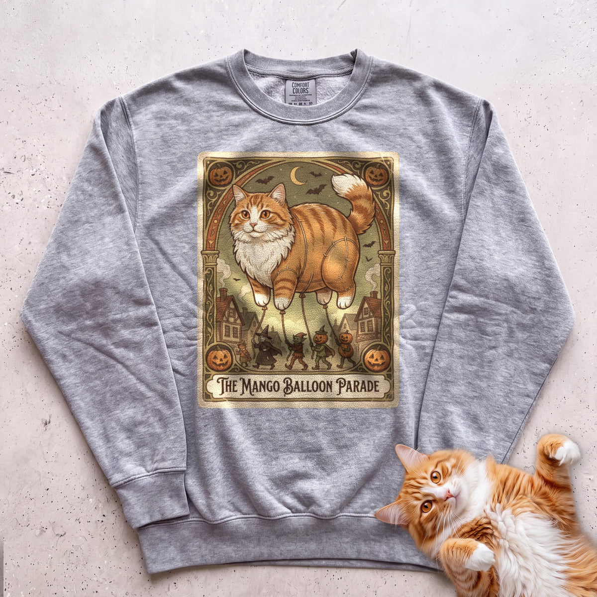 Personalized Balloon Parade Cat Sweatshirt - Grey