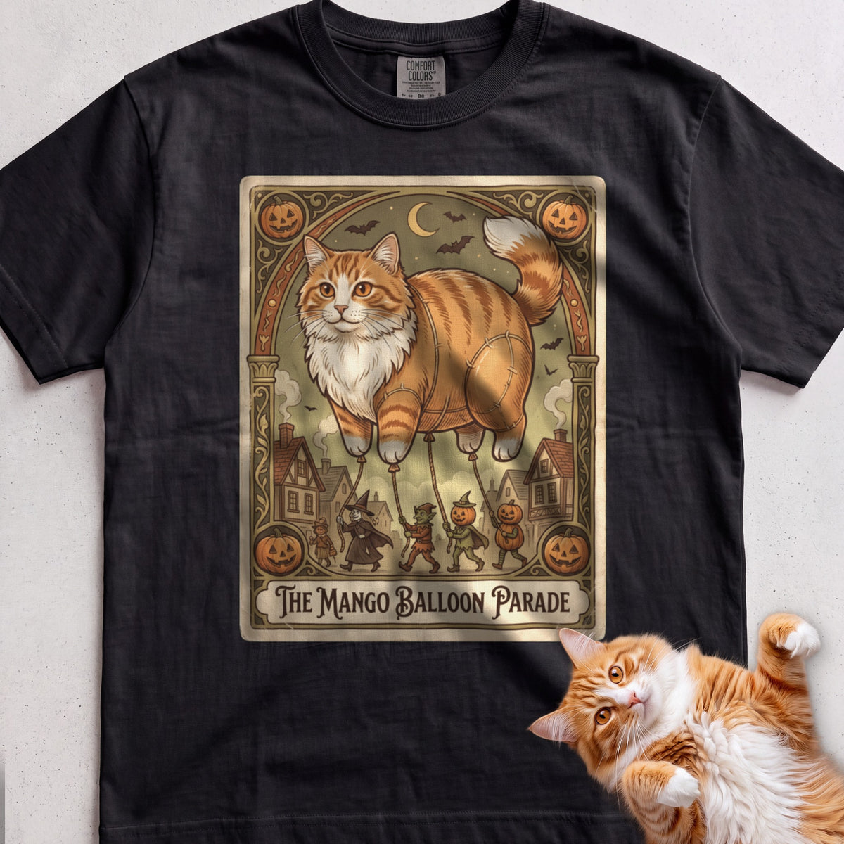 Personalized Balloon Parade Cat T-Shirt - Black