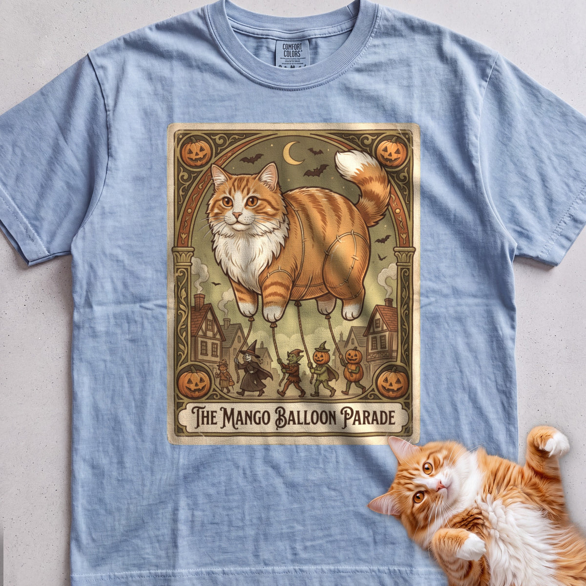 Personalized Balloon Parade Cat T-Shirt - Chambray