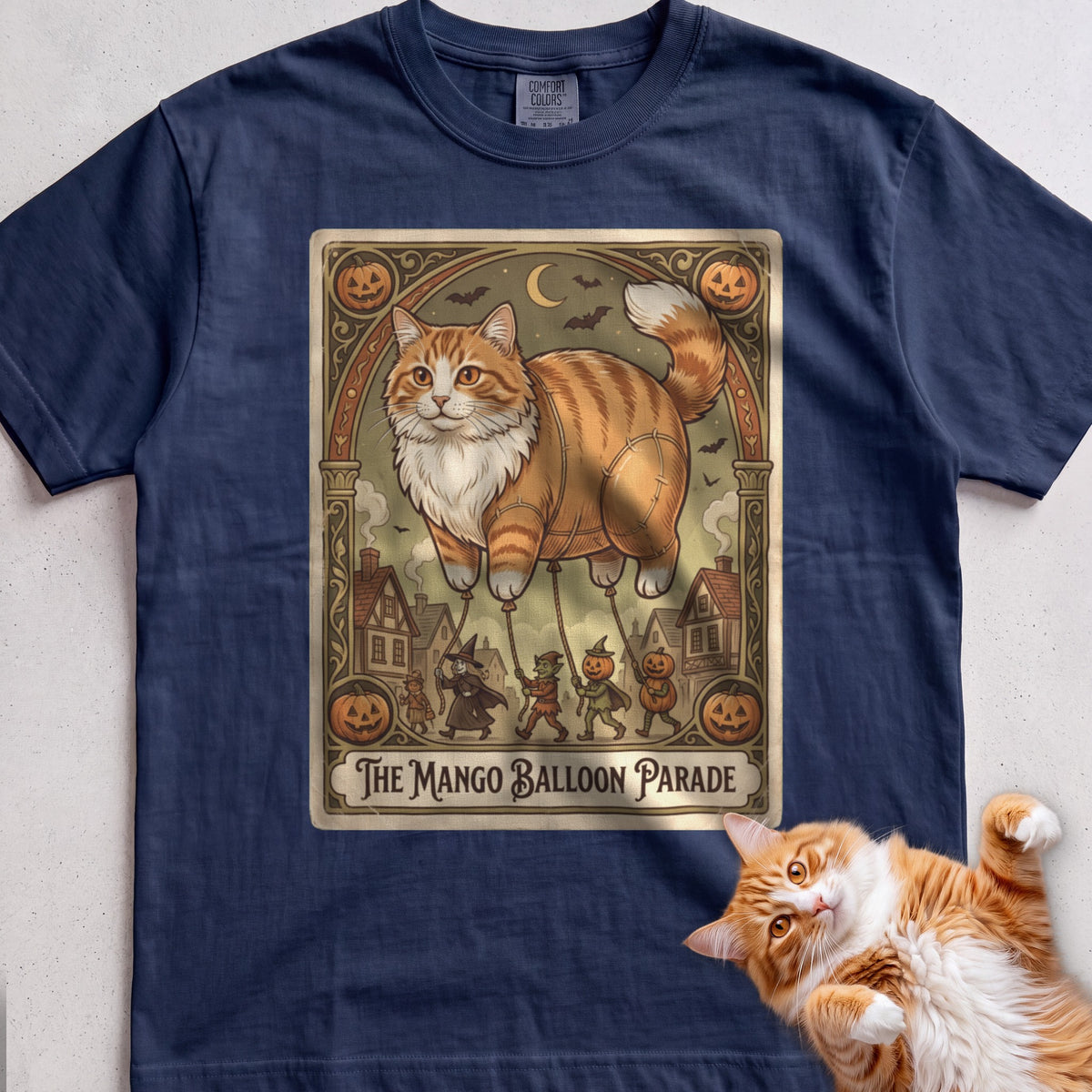 Personalized Balloon Parade Cat T-Shirt - True Navy
