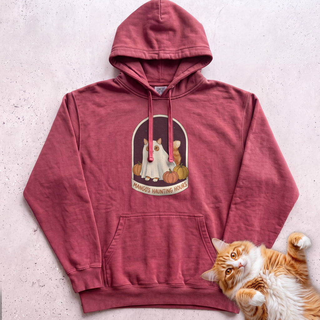 Personalized Bedsheet Ghost Haunting Hours Cat Hoodie - Crimson