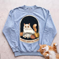 Personalized Bedsheet Ghost Haunting Hours Cat Sweatshirt - Chambray