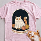 Personalized Bedsheet Ghost Haunting Hours Cat T-Shirt - Blossom