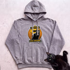 Personalized Black Cat Crossing Hoodie - Grey