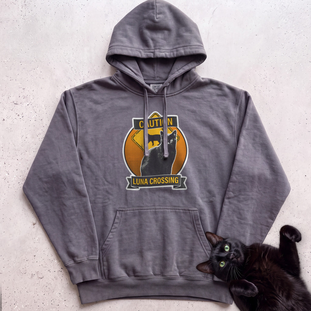 Personalized Black Cat Crossing Hoodie - Pepper