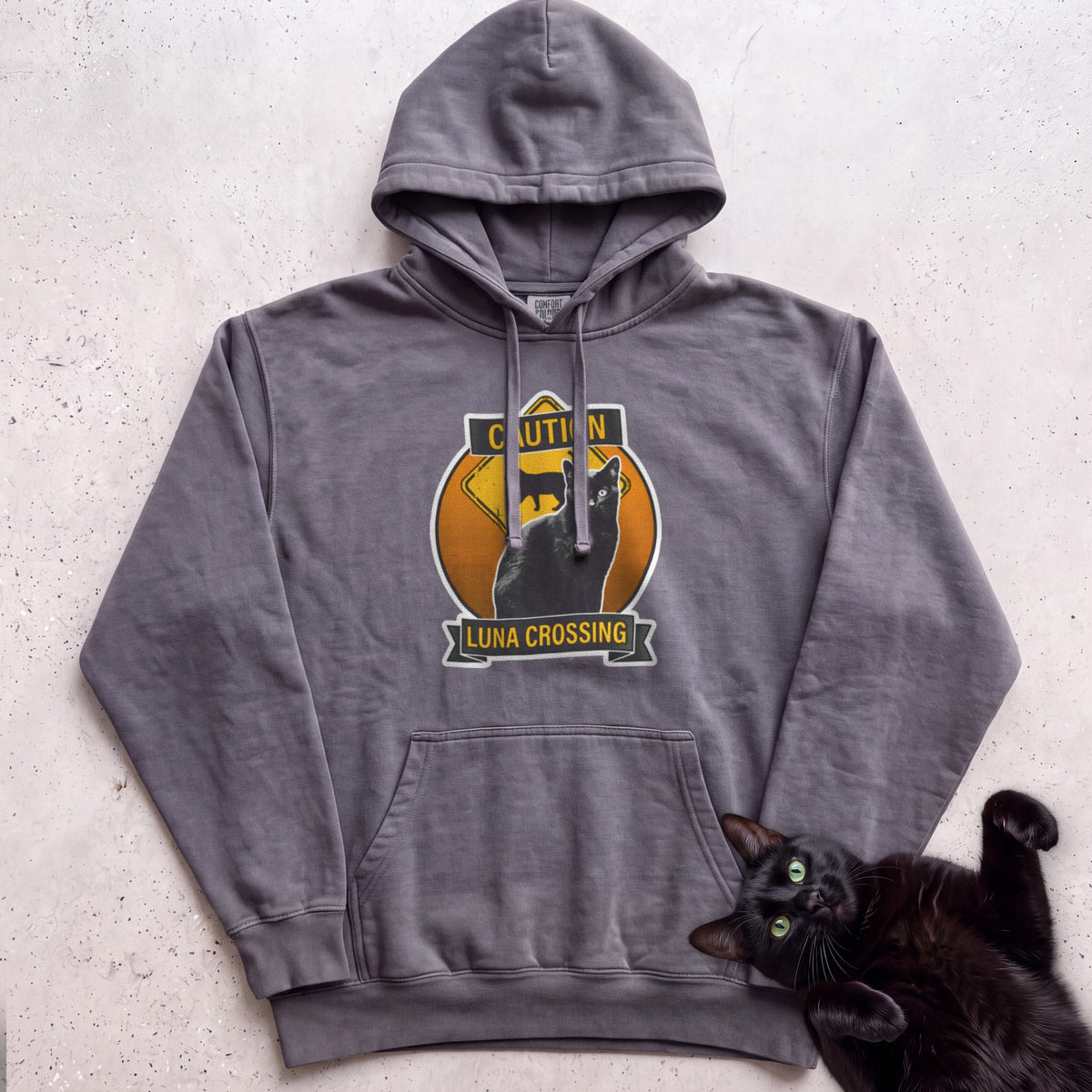 Personalized Black Cat Crossing Hoodie - Pepper