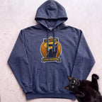 Personalized Black Cat Crossing Hoodie - True Navy