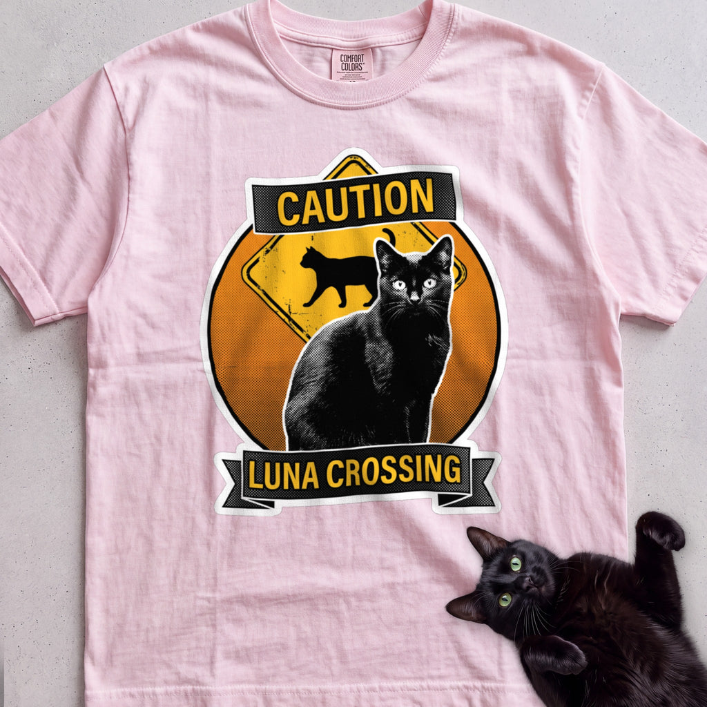 Personalized Black Cat Crossing T-Shirt - Blossom