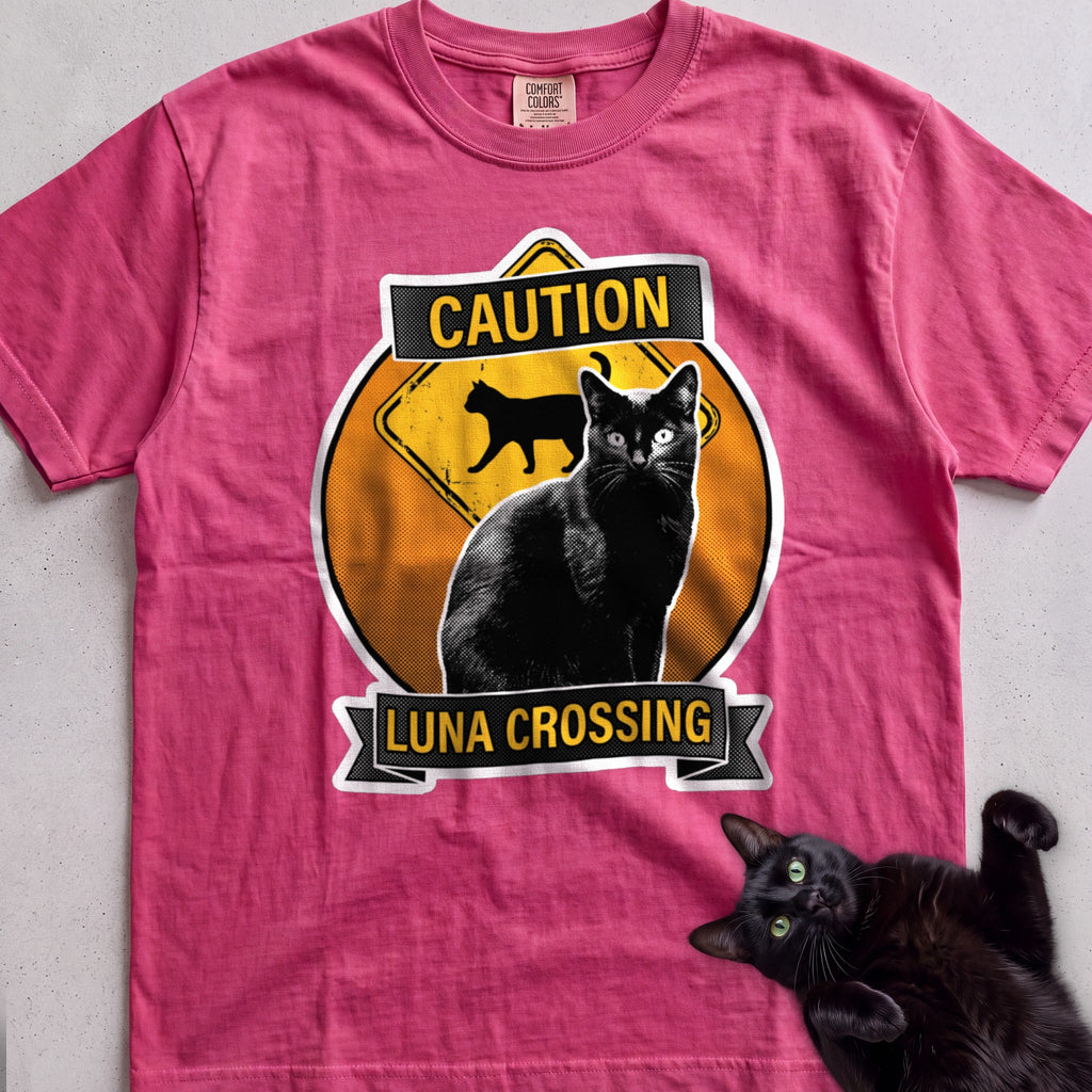 Personalized Black Cat Crossing T-Shirt - Crunchberry