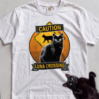 Personalized Black Cat Crossing T-Shirt - White