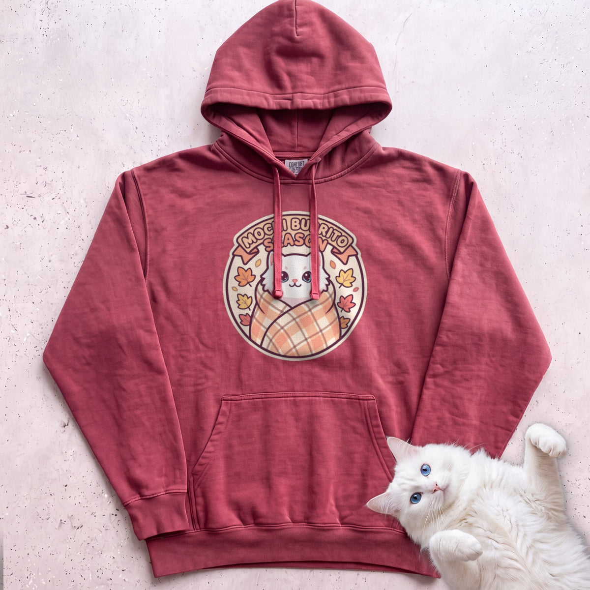 Personalized Blanket Burrito Season Cat Hoodie - Crimson