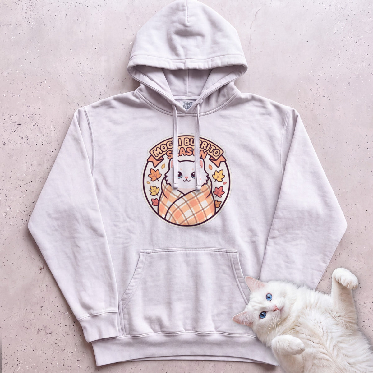Personalized Blanket Burrito Season Cat Hoodie - White