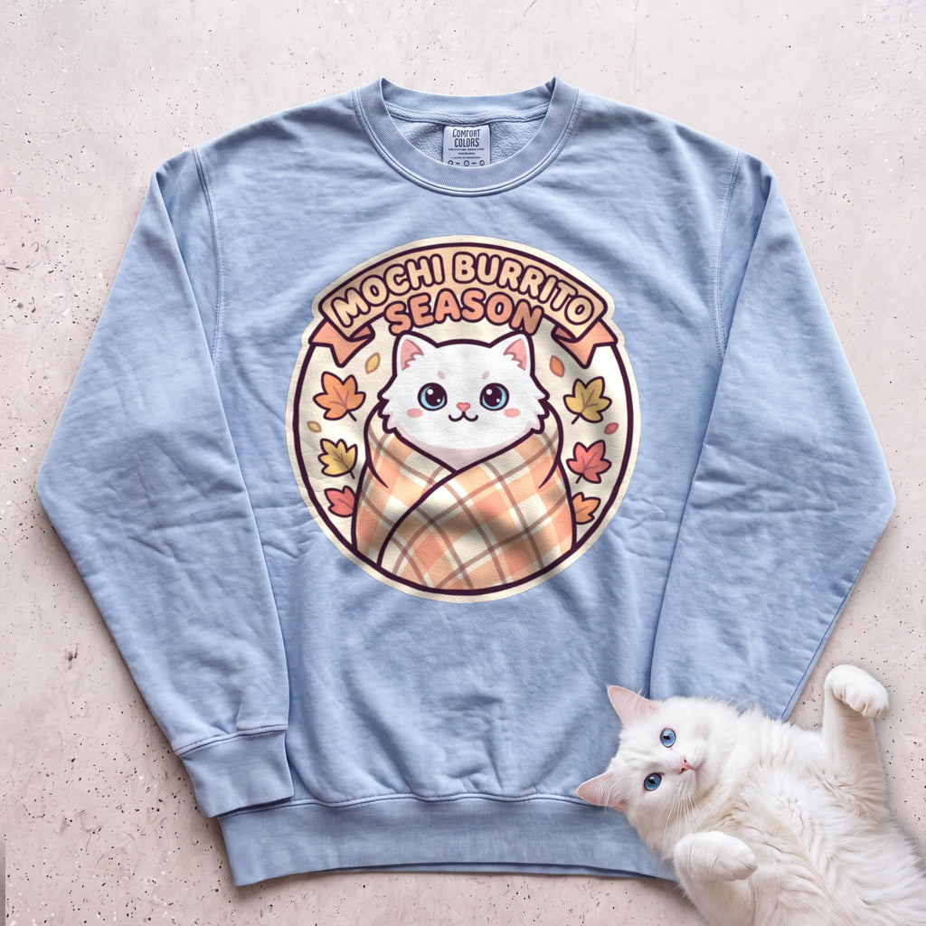 Personalized Blanket Burrito Season Cat Sweatshirt - Chambray