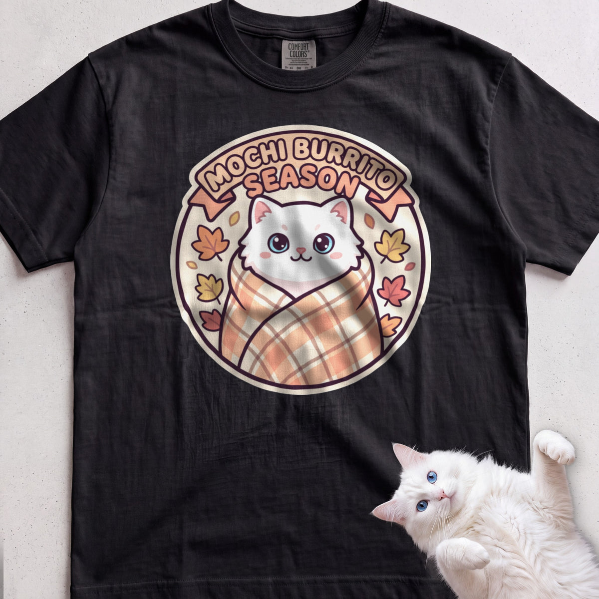Personalized Blanket Burrito Season Cat T-Shirt - Black