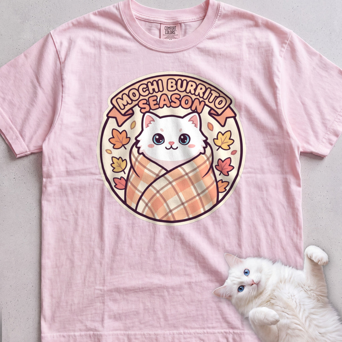Personalized Blanket Burrito Season Cat T-Shirt - Blossom