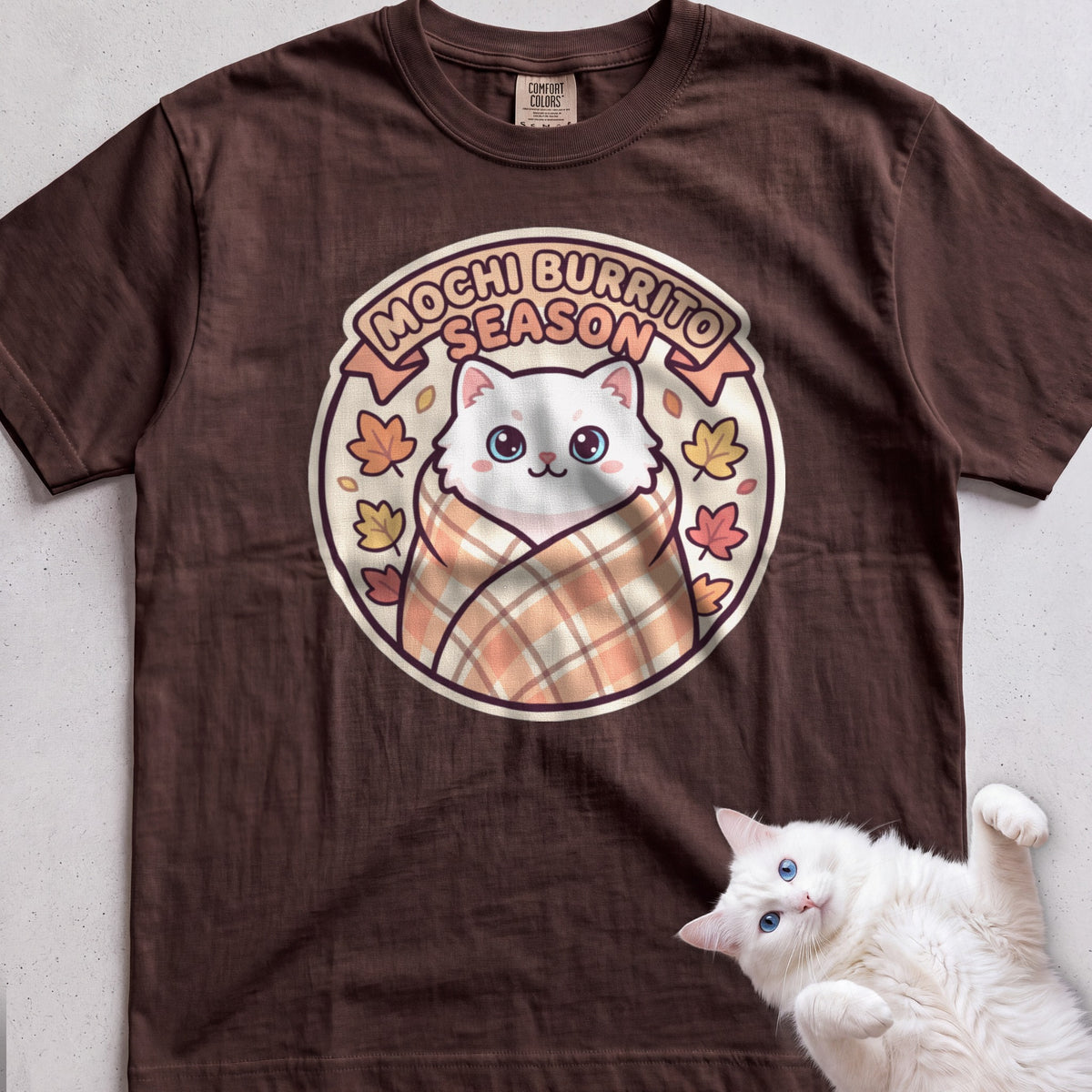 Personalized Blanket Burrito Season Cat T-Shirt - Espresso