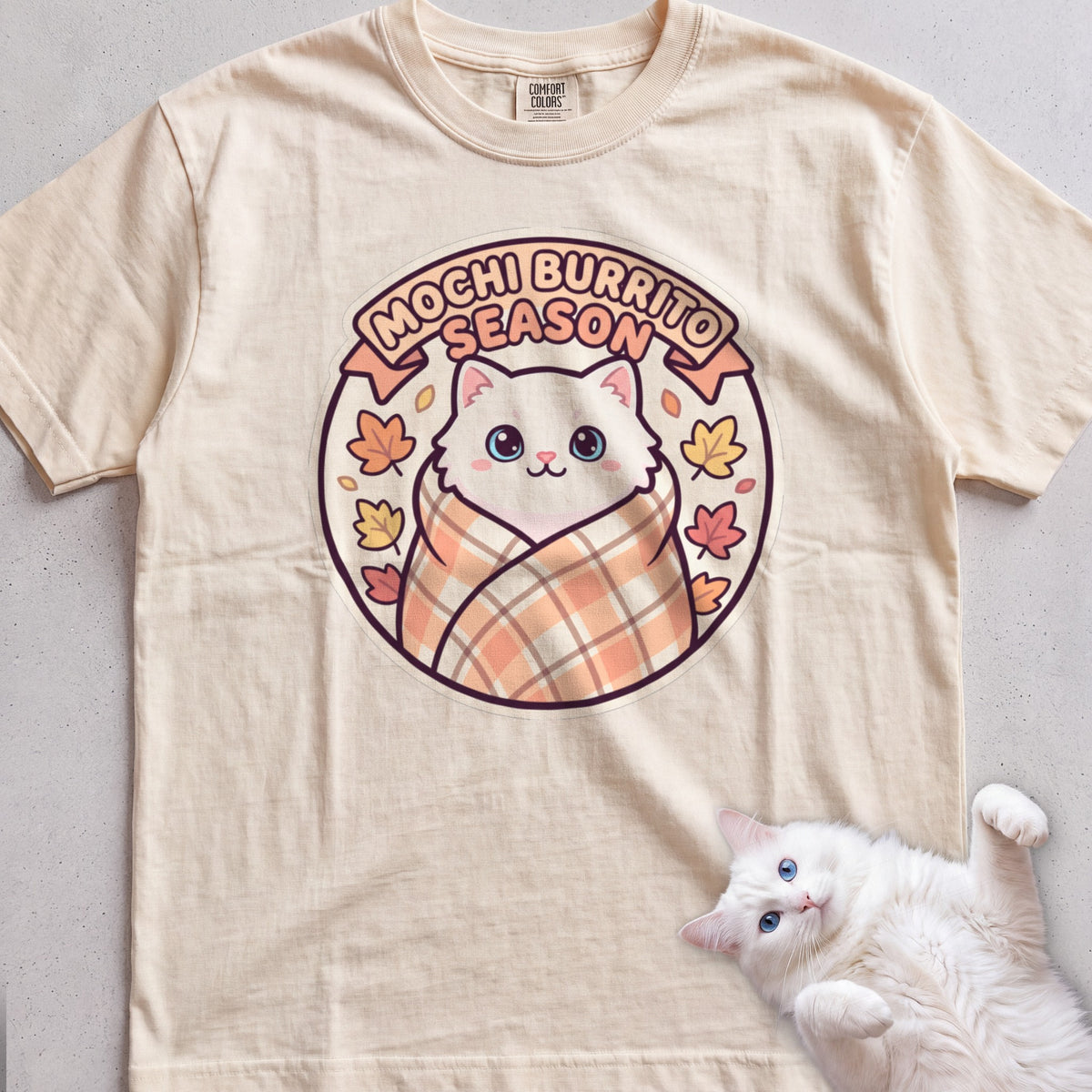 Personalized Blanket Burrito Season Cat T-Shirt - Ivory