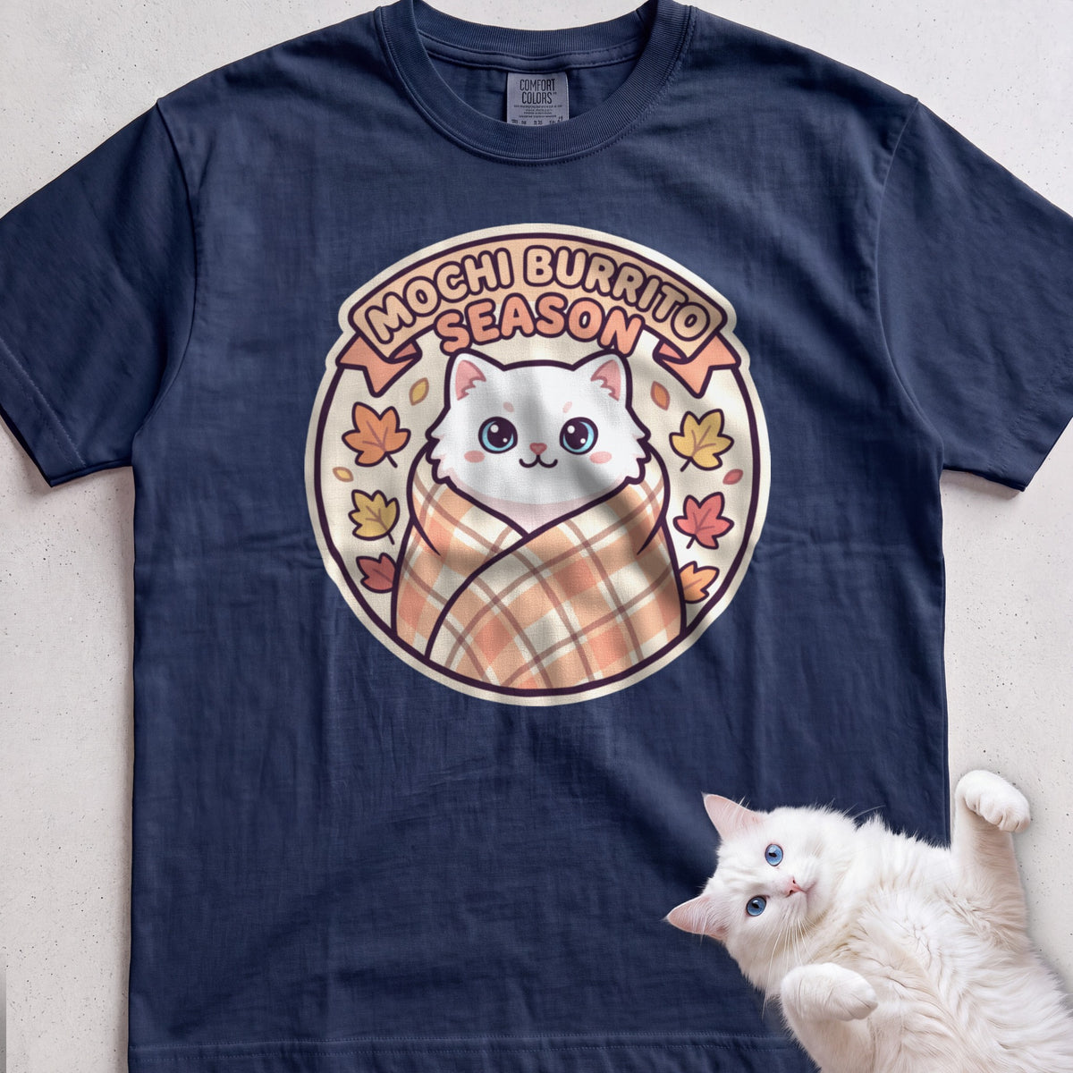 Personalized Blanket Burrito Season Cat T-Shirt - True Navy