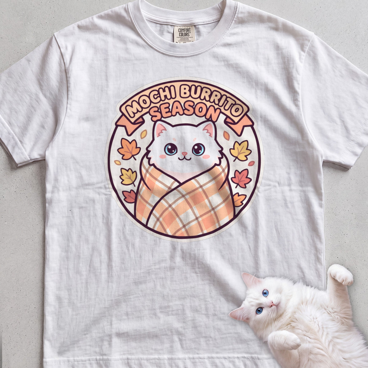 Personalized Blanket Burrito Season Cat T-Shirt - White