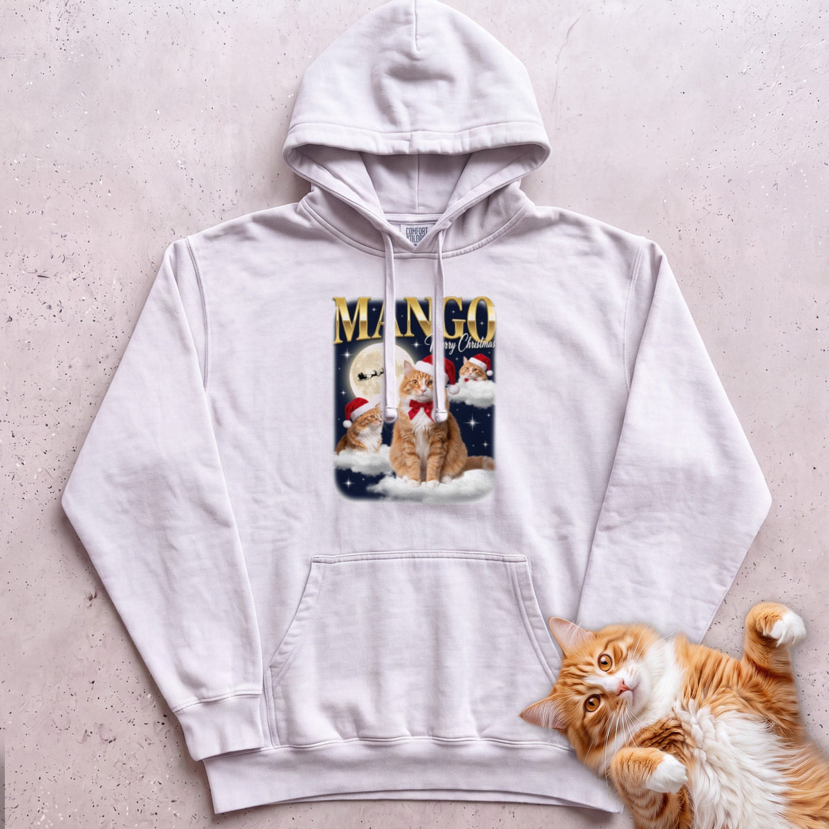 Personalized Bootleg Christmas Cat Hoodie - White