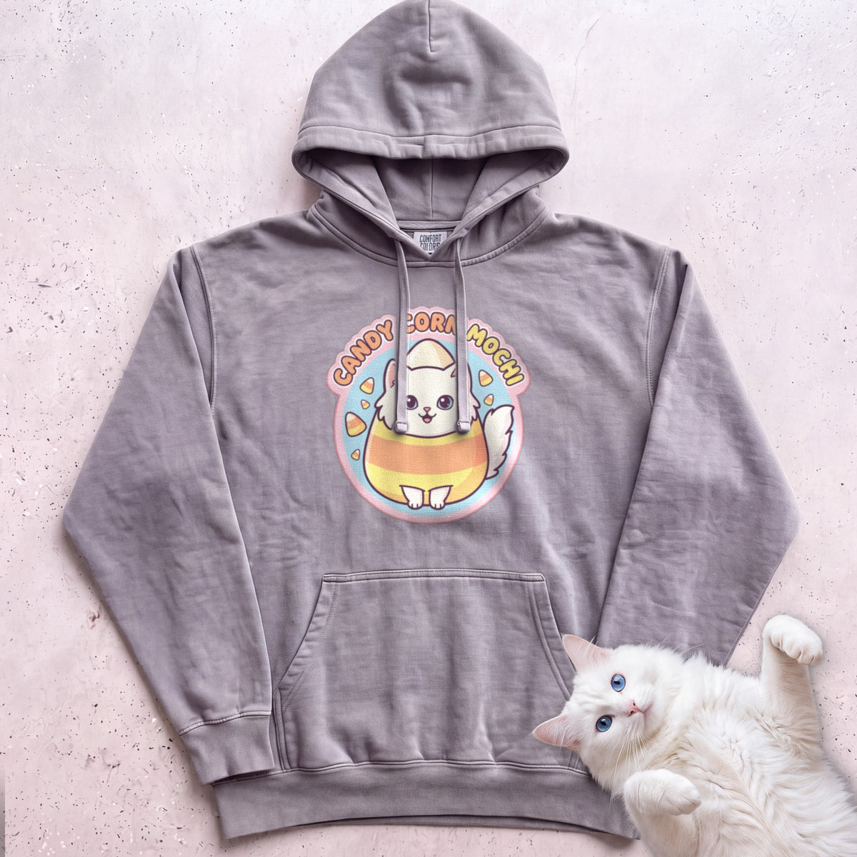 Personalized Candy Corn Costume Cat Hoodie - Grey
