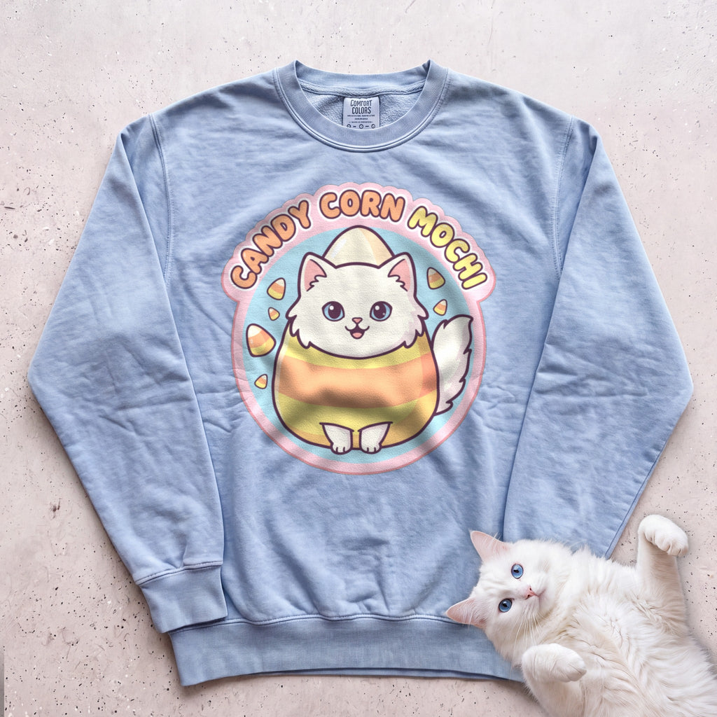 Personalized Candy Corn Costume Cat Sweatshirt - Chambray