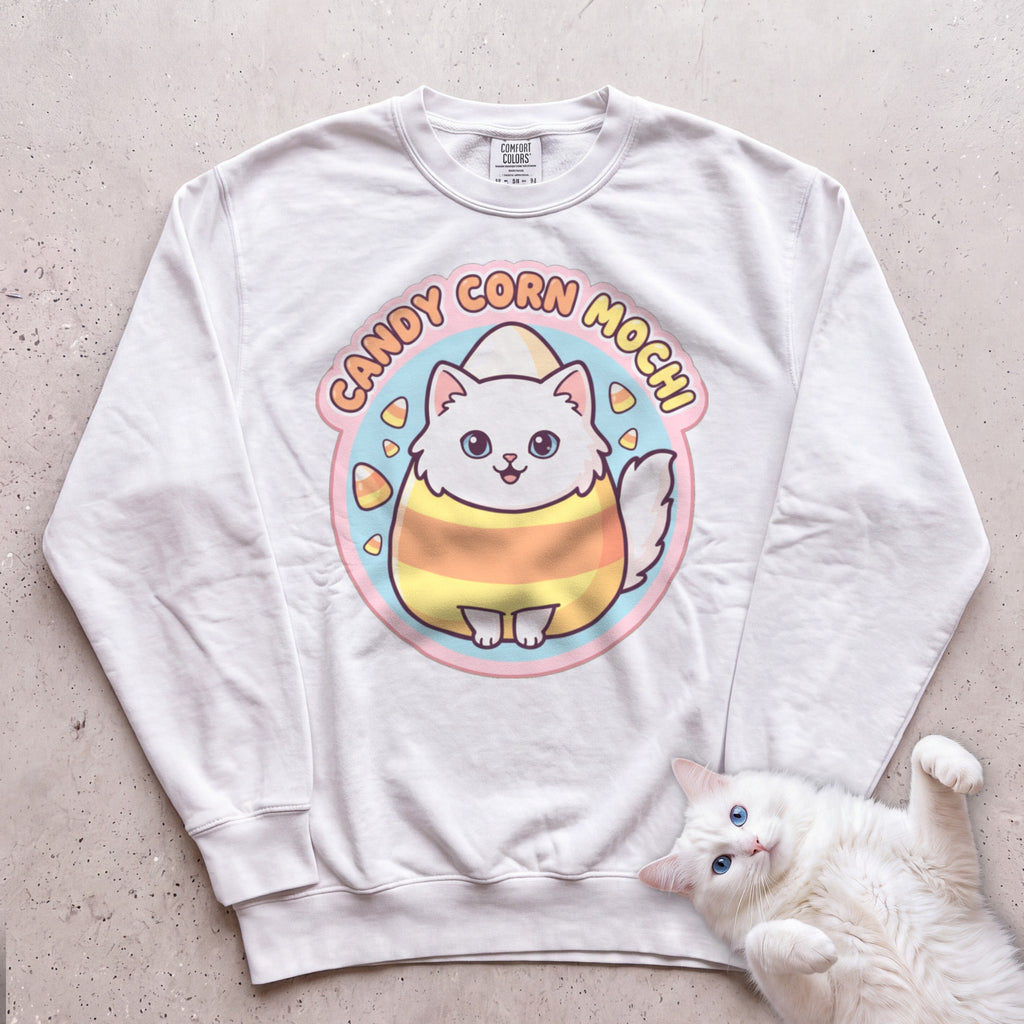 Personalized Candy Corn Costume Cat Sweatshirt - White