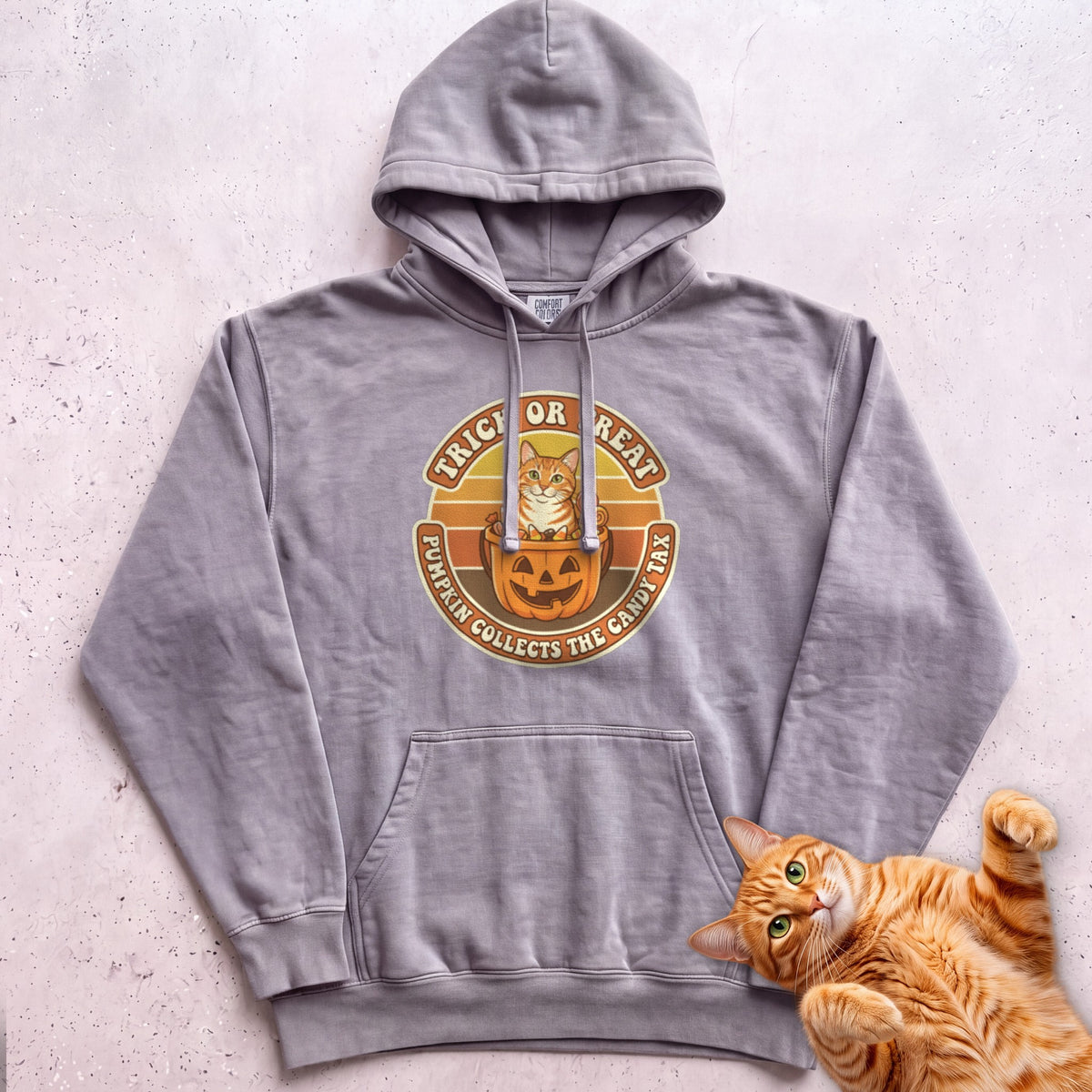 Personalized Candy Tax Cat Hoodie - Grey