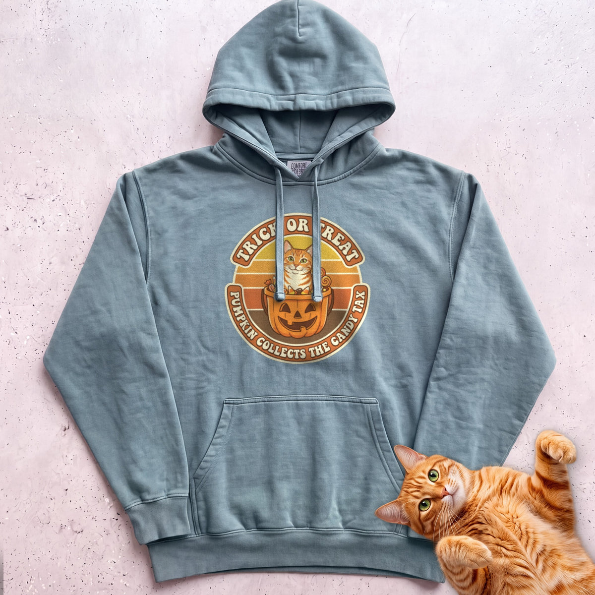 Personalized Candy Tax Cat Hoodie - Seafoam