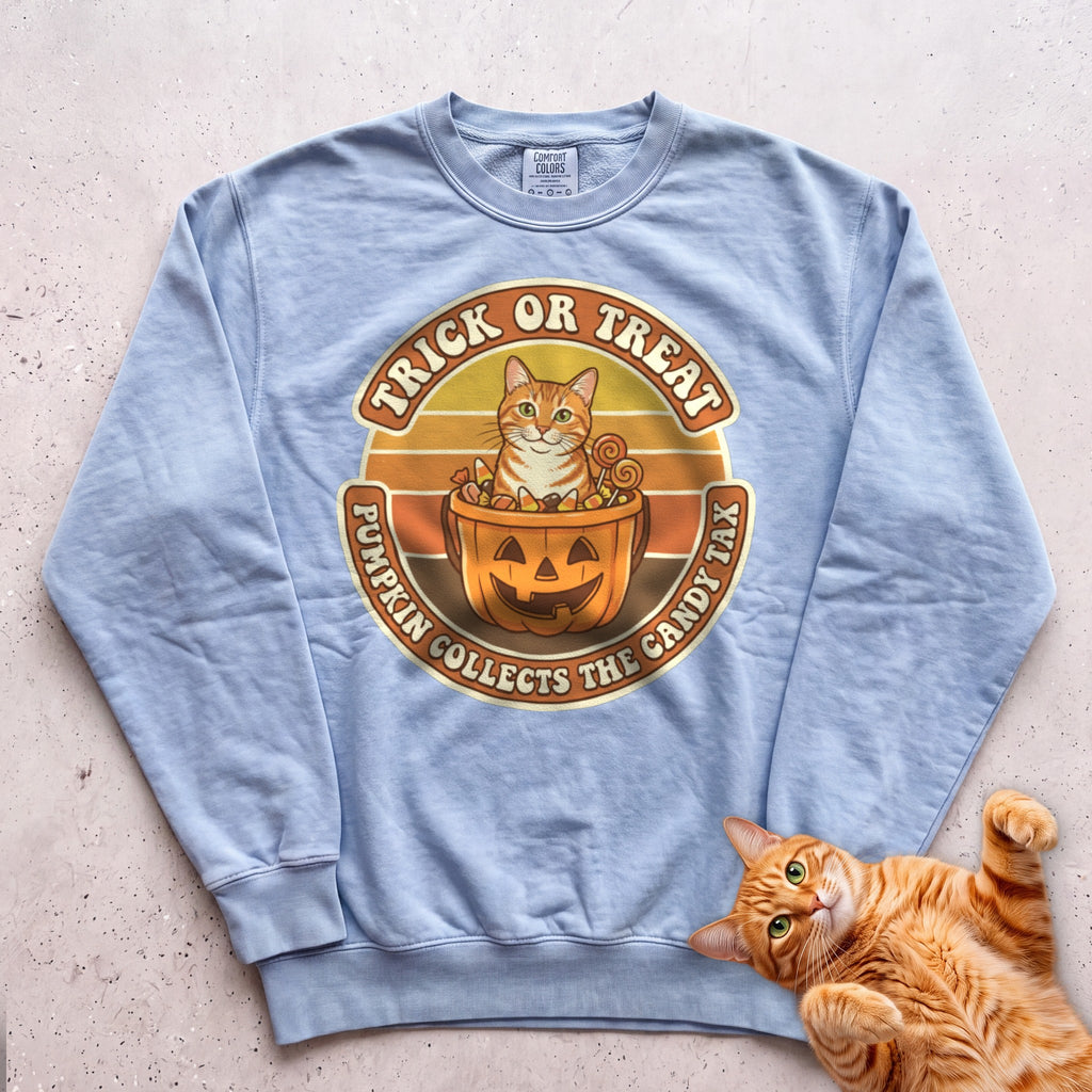 Personalized Candy Tax Cat Sweatshirt - Chambray