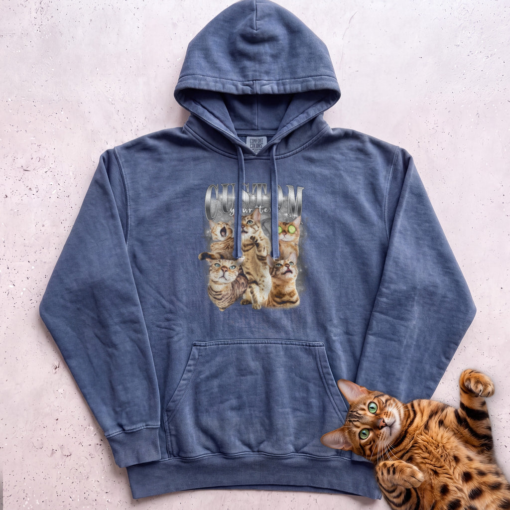 Personalized Cat Collage Hoodie - Denim