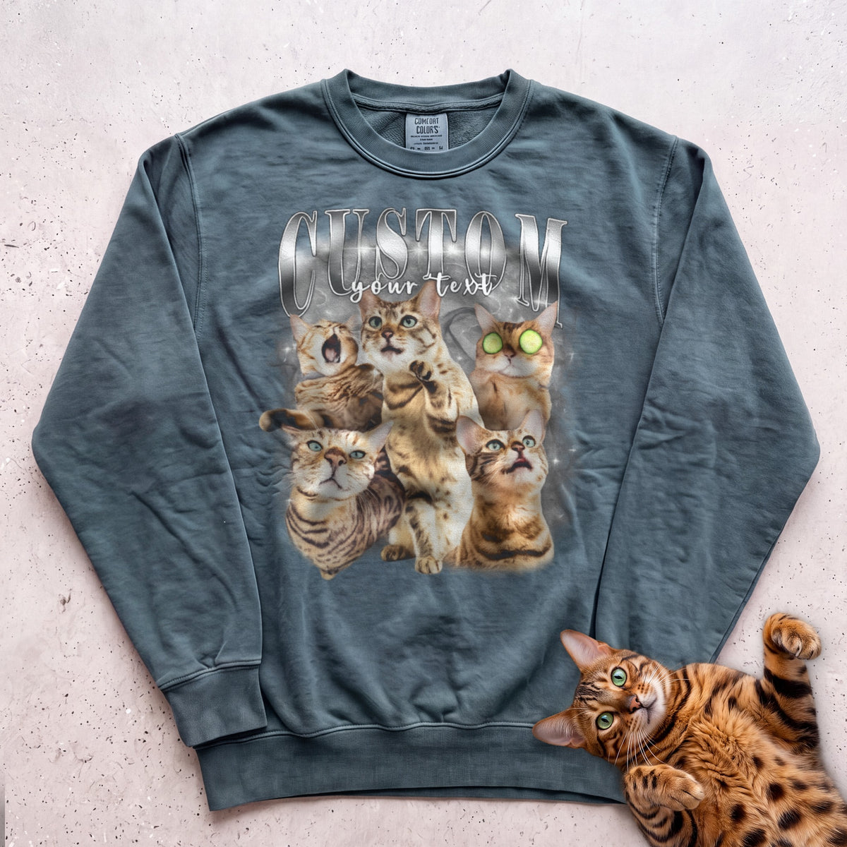 Personalized Cat Collage Sweatshirt - Blue Spruce