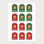 Personalized Cat Gift Tag Stickers, actual sheet layout (sample cat Mango)
