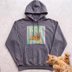 Personalized Cat Graphic Hoodie — Retro Pink & Green Stripes - Pepper