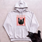 Personalized Cat Graphic Hoodie — Retro Pink Stripe Black Cat Hoodie - White