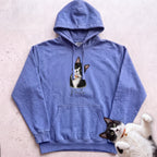 Personalized Cat Hoodie — Cat Custom Illustration Hoodie - Flo Blue