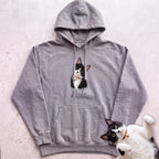 Personalized Cat Hoodie — Cat Custom Illustration Hoodie - Grey